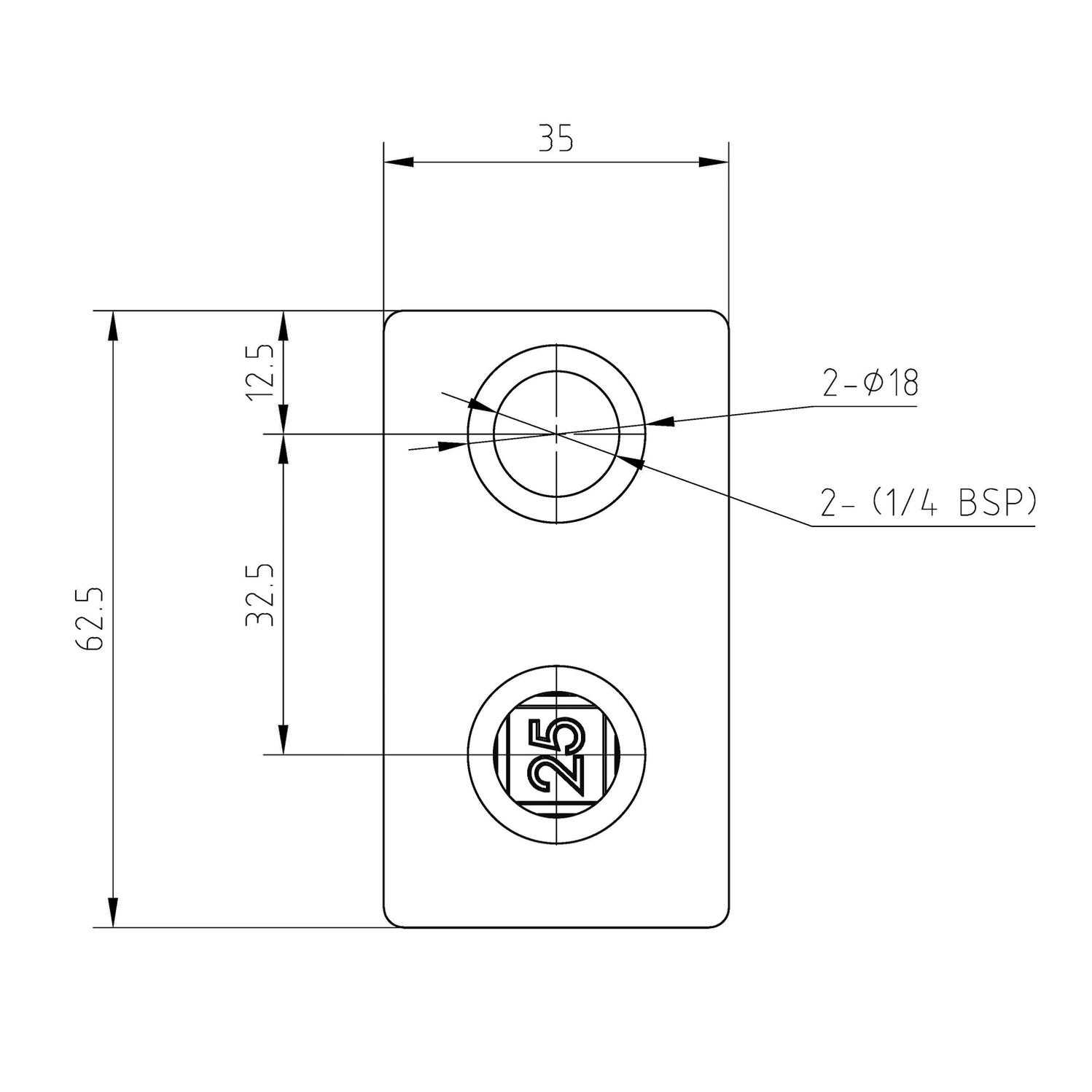 Doos Kort T-stuk - vierkant - 25 mm (100 stuks)